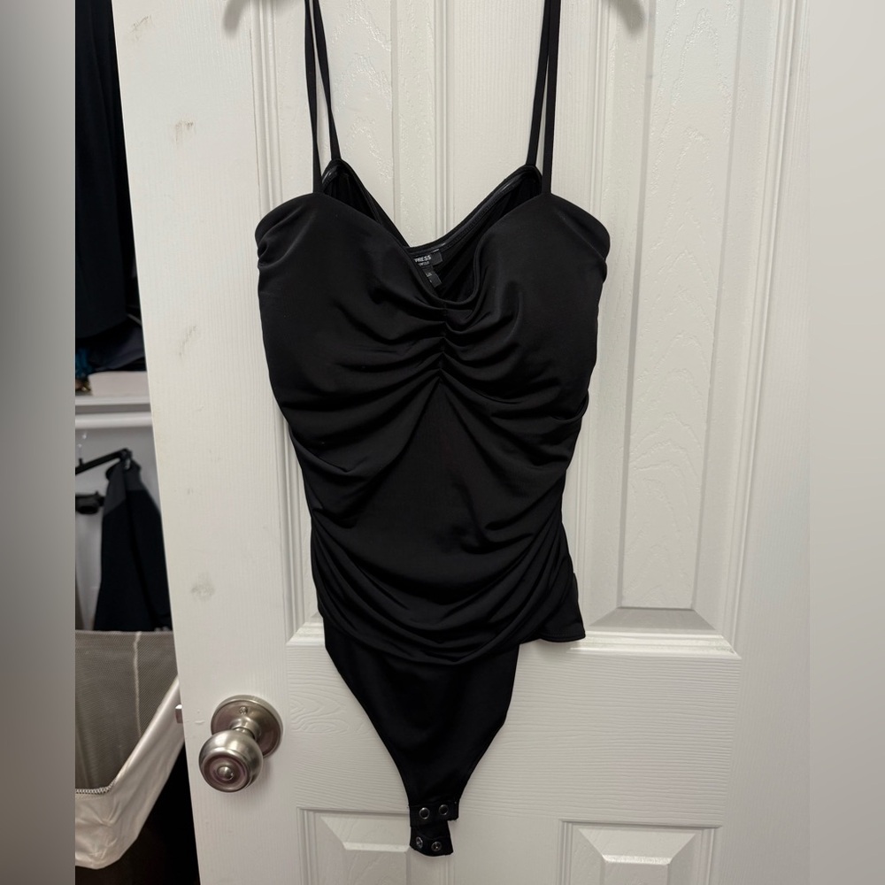 Black Ruched Bodysuit